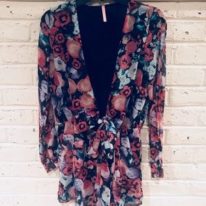 Floral long sleeve romper